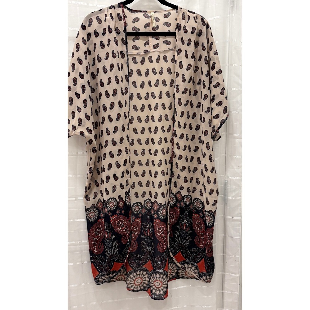 Live 4 Truth Womens Paisley Chiffon Kimono‎ Cardigan Open Front Boho Cover Up L